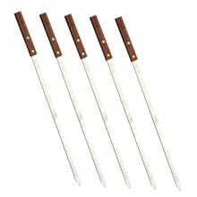 Stainless Steel Barbecue Skewers with Wooden Handles, Flat Anti‑Spin Design, Reusable for BBQ