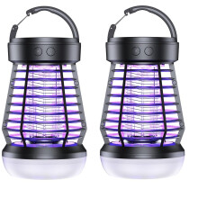 2 Pack 3in1 USB Rechargeable Bug Zapper with LED Light, Indoor Outdoor Mosquito Killer Lamp for Camping