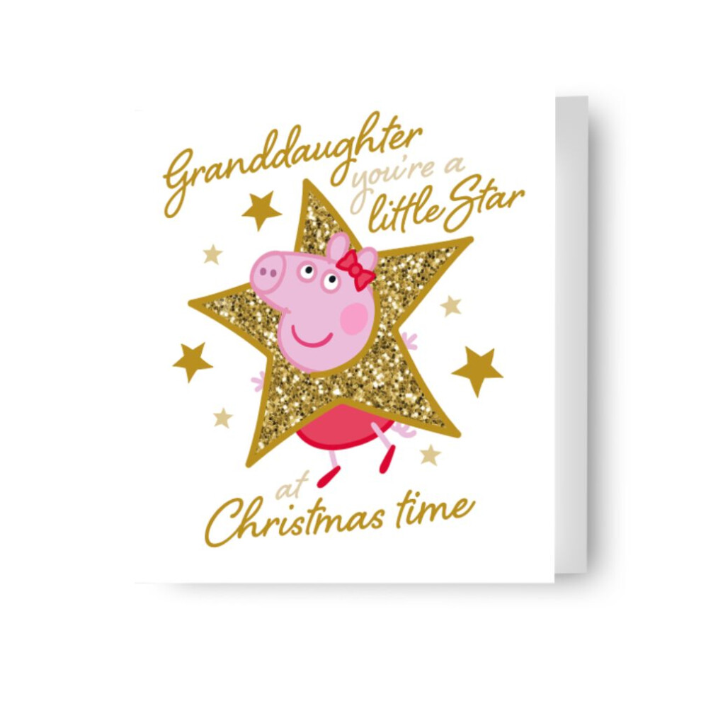 Peppa Pig Granddaughter Christmas Card Gold