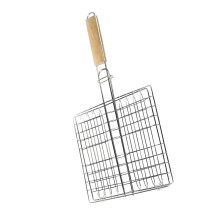 Stainless Steel BBQ Grill Basket with Easy Flip Handle for Fish and Vegetables Outdoor Cooking