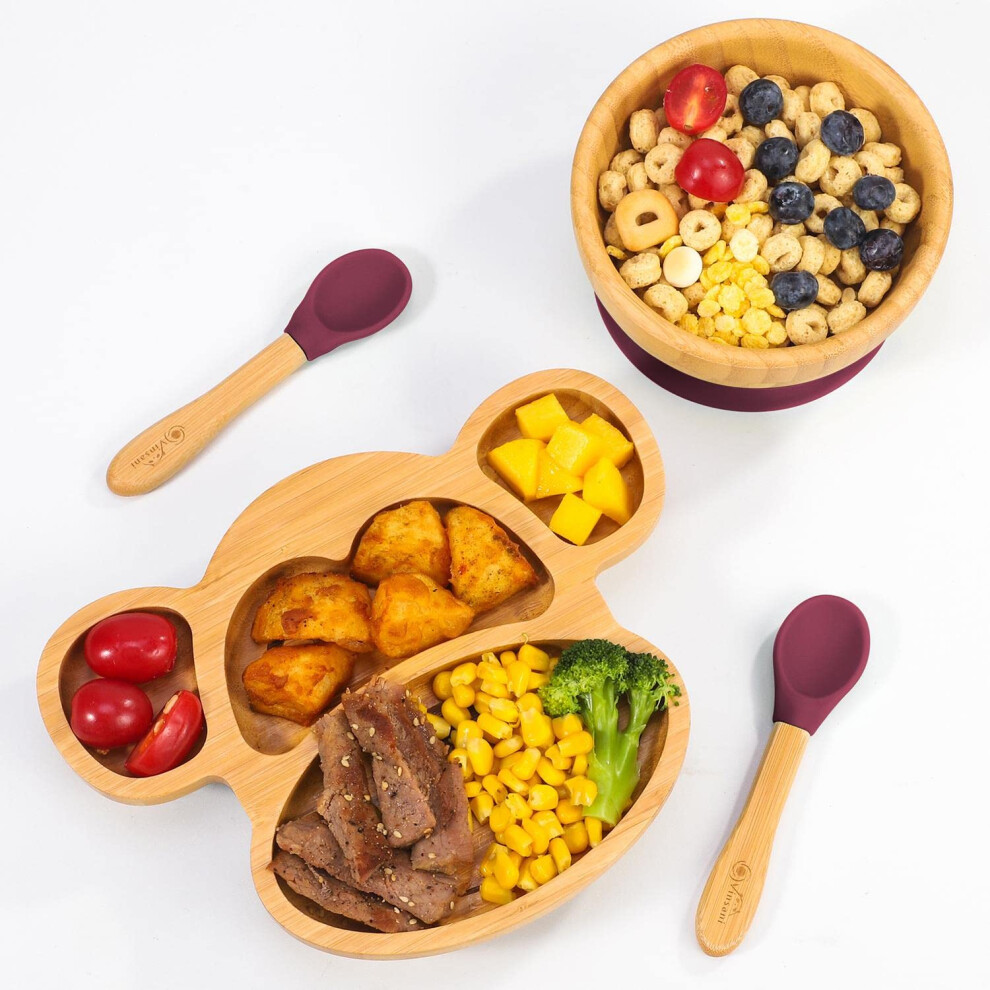 Bamboo Monkey Plate Bowl And Spoon Set For Vinsani