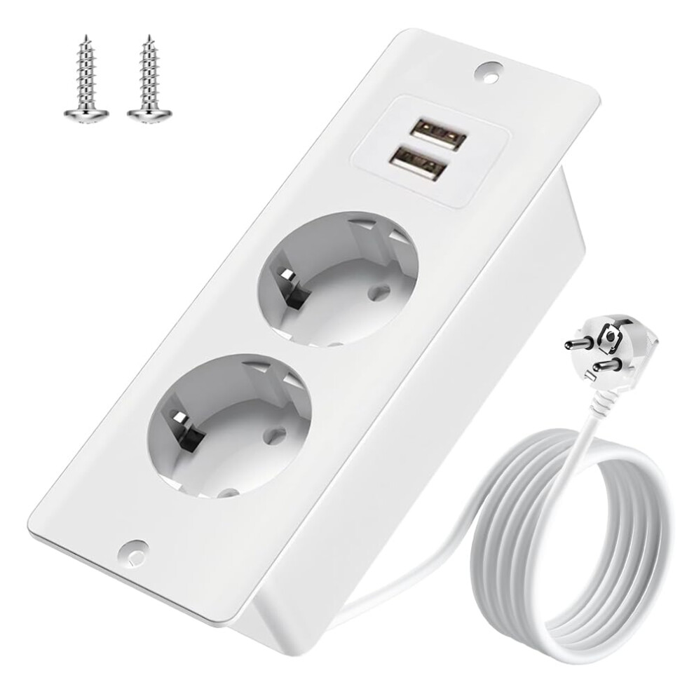 Desktop Power Strip With Fast Charging Usb Ports, Dual Ac Outlets, Flush Mount Design, 1.5M Cable 9113335610880