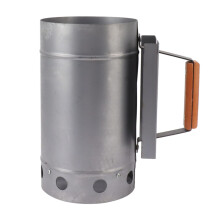 Heavy Duty Charcoal Chimney Starter with Wooden Handle for Fast BBQ Lighting and Outdoor Grilling