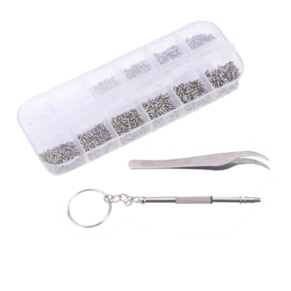 Eyeglass  Kit with 1100 Screws, Micro Screwdriver and Tweezer for Sunglasses and Glasses