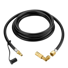 12FT RV Propane Quick Connect Hose with 90 Elbow Adapter, Solid Brass Fittings, for Weber and Blackstone Grills