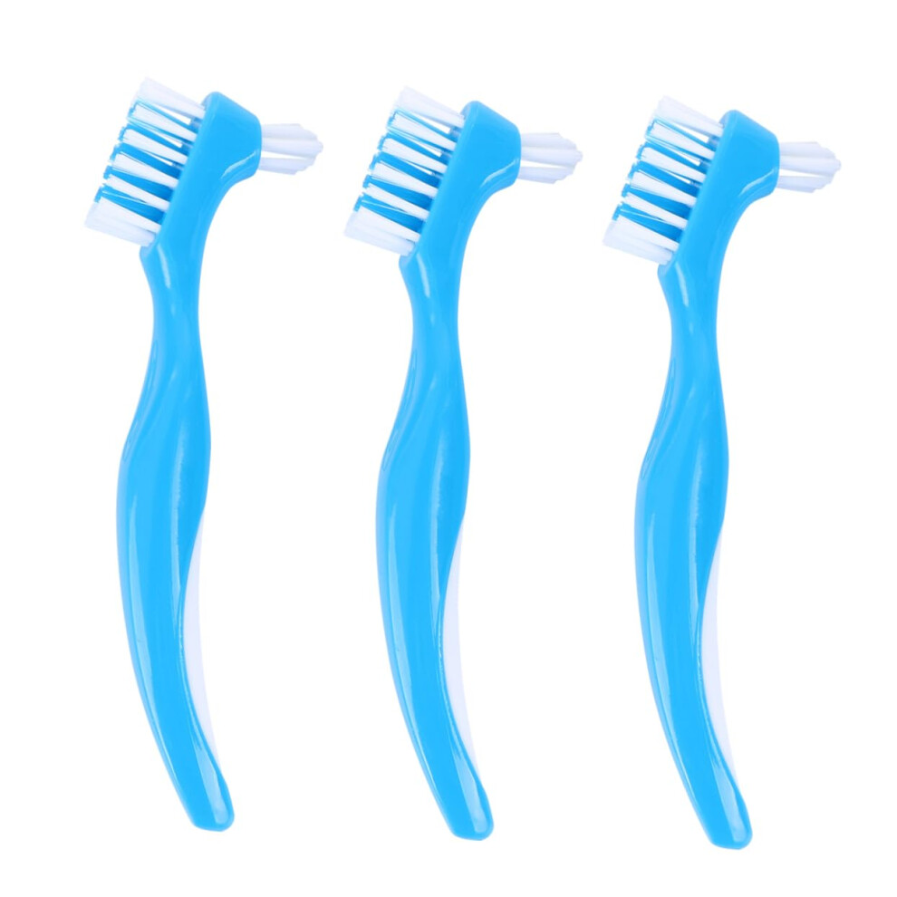 Denture Cleaning Brush Set of 3 with Soft Bristles and NonSlip Handle for Gentle Oral Care