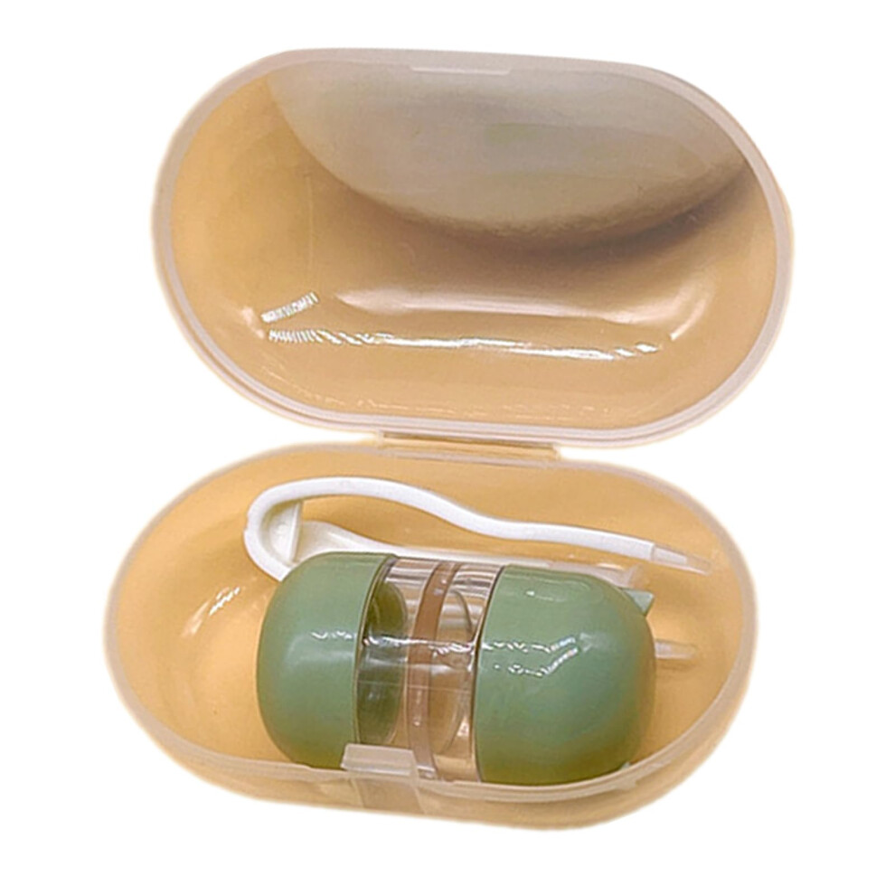 Green Compact Travel Contact Lens Case With Builtin Tweezers Durable Storage Box