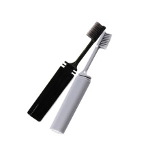 2pcs Travel Toothbrush Set with Folding Bamboo Charcoal Bristles and Protective Cover for Space Saving