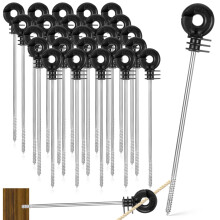 25 Pcs Electric Fence Insulator Long Arm Screw in Stand Off for Wood Posts Rope Wire Weather Resistant