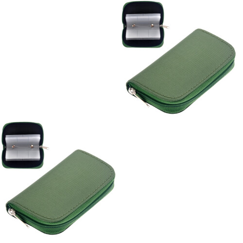 2Pièces Housse Mémoire Vert 22 Slots Nylon 2