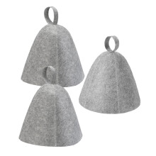 3pcs Felt Sauna Hat Set for Men and Women, Thick Heat Protection and Moisture Wicking Grey Cap for Steam Room