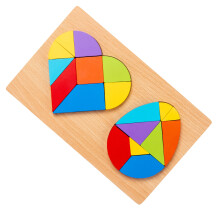 2 Ensembles De Jeux Tangram En Bois Œuf Et Cœur Pour Enfants