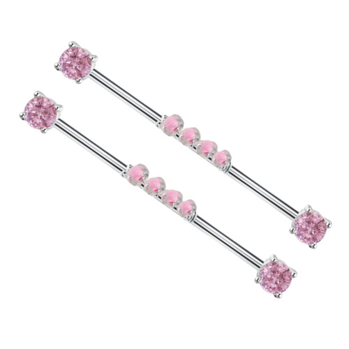 6Pièces Piercing Industriel En Acier Titane Rose Pour 2