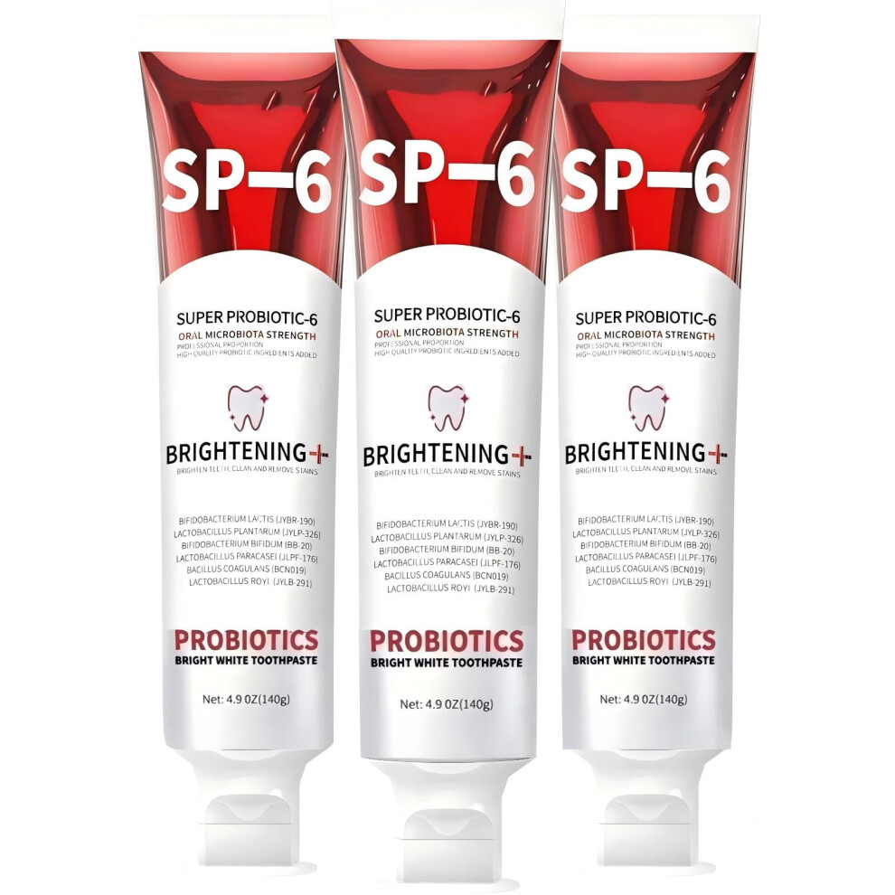 Probiotic Whitening Toothpaste with Enamel Care for Fresh Breath, Triple Tube Pack, SP6 Formula