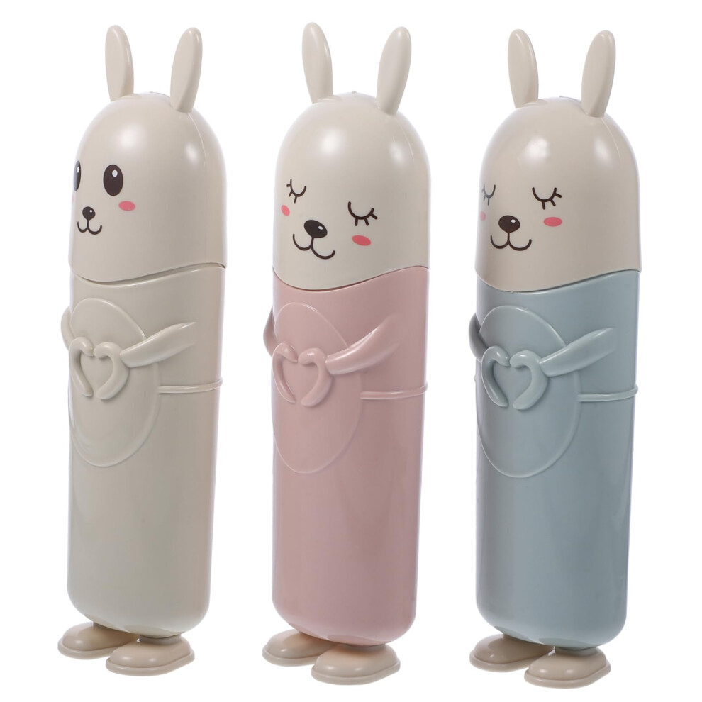 Travel Toothbrush Holder Set with Cartoon Animal Design, 3pcs Portable Case and Rinsing Cup for Kids and Adults