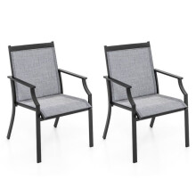 Sedie da giardino - HELLOSHOP26 - Set di 2 - Seduta 50 cm - Struttura in metallo anticorrosione - Tessuto resistente