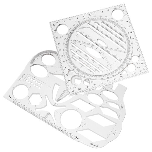 2Pièces Règle Géométrique Plastique Multifonction Précise Math