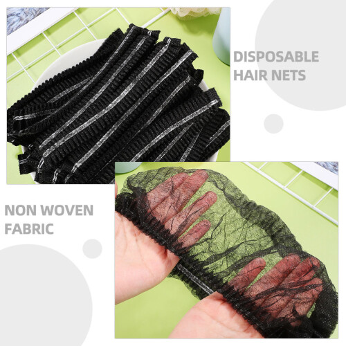 200Pièces Bonnet Bouffant Jetable Noir 2