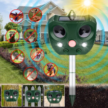 2025 Solar Ultrasonic Animal Repeller Outdoor with Motion Detection, LED Light and Sound, Weather‑Resistant Cat and Dog Deterrent