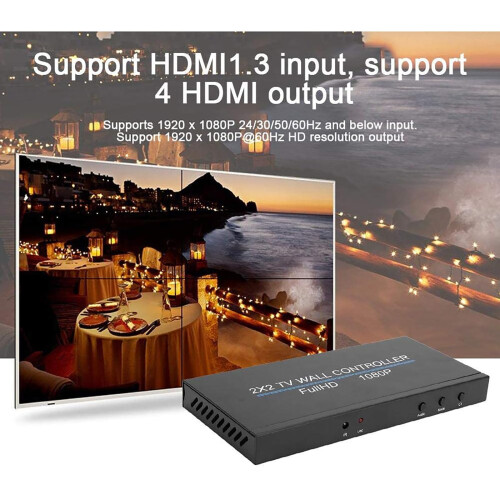 2x2 HDMI Video Wall Controller 1080P Seamless LED Display Processor with 4K Input Support 1