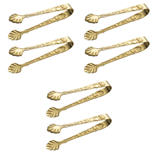 6Pièces Pinces Service Dorées Acier Rose Relief Cuisine 2