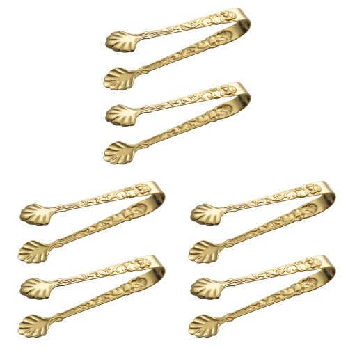 6Pièces Pinces Service Dorées Acier Rose Relief Cuisine 1