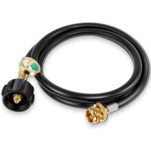 5FT Propane Hose Adapter with Gauge, 1lb to 20lb Propane Tank Converter for Grill Heater and Camping Stove