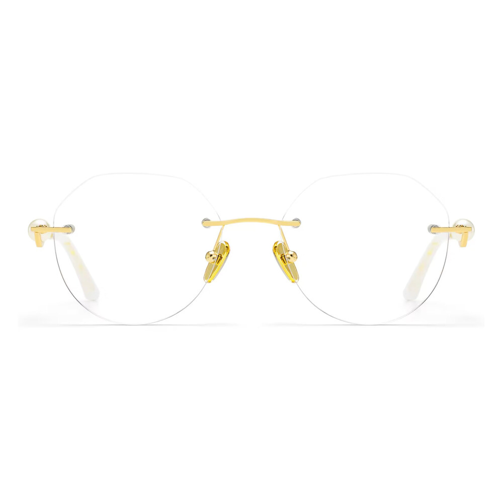 Gold Semi Rimless Reading Glasses 1.0x for Women Blue Light Blocking Anti Glare UV400