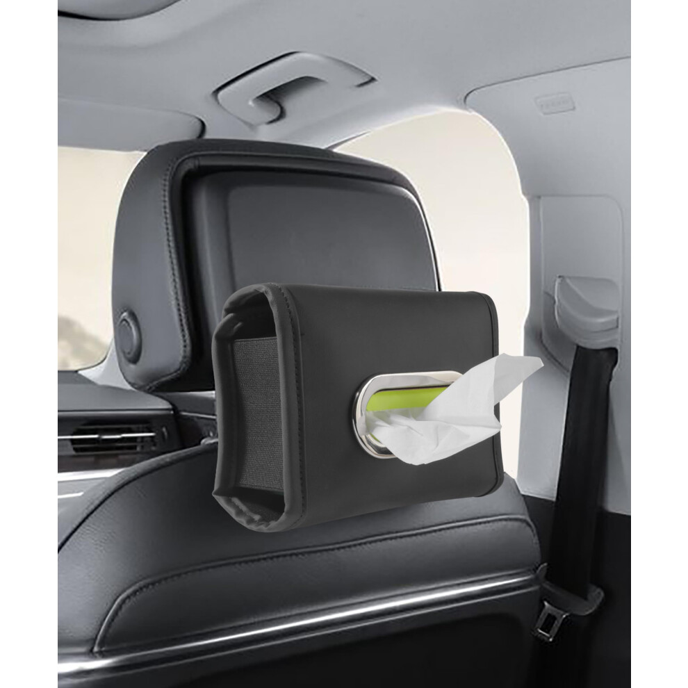Pu Leather Car Tissue Holder With Flip Lid, Waterproof Backseat Dispenser For Suv, Truck, Rv 9070919813627