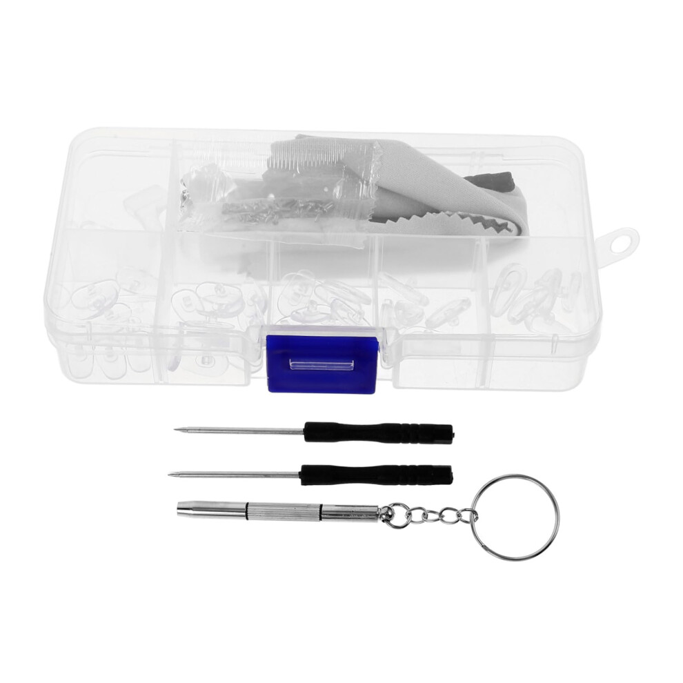 Eyeglass  Kit with Screwdrivers Nose Pads Screws for Sunglasses and Glasses Compact Case