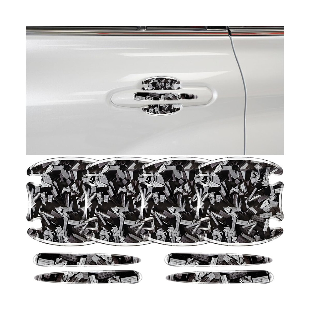 8Pcs Car Door Handle Protector, Carbon Fiber Scratchresistant Waterproof Guard For Suv Truck Sedan Silver 9070919813849