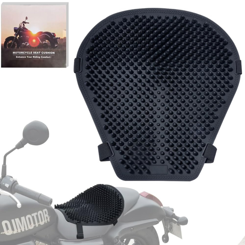 Motorcycle Gel Seat Cushion With 3D Ergonomic Support, Breathable Shock Absorption, AntiâSlip Silicone 9070919813887