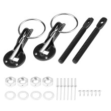 Hood Pin Latch Kit Universal Aluminum and Stainless Steel Racing Hood Pins Black AntiVibration