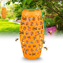 Wasp Trap Outdoor Hanging Bee Catcher with Sticky Board, NonToxic Reusable Hornet Trap, Orange 1 Pack