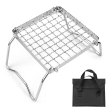 Portable Camping Grill Folding Stainless Steel BBQ Grill with Adjustable Height for Outdoor Cooking