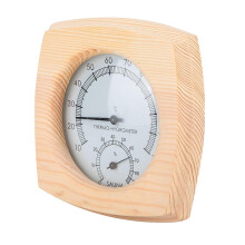 Spruce Wood Sauna Thermometer and Hygrometer Gauge, Wall Mounted Analog Temperature Humidity Meter