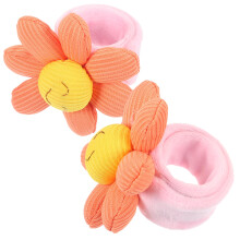 4Pcs Orange Plush Flower Slap Bracelets Cartoon Snap Wristbands Kids
