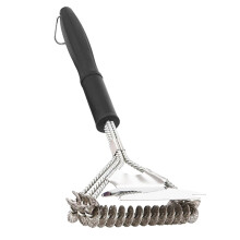 Stainless Steel Grill Cleaning Brush with Heavy‑Duty Bristles and Ergonomic Handle for BBQ Grill