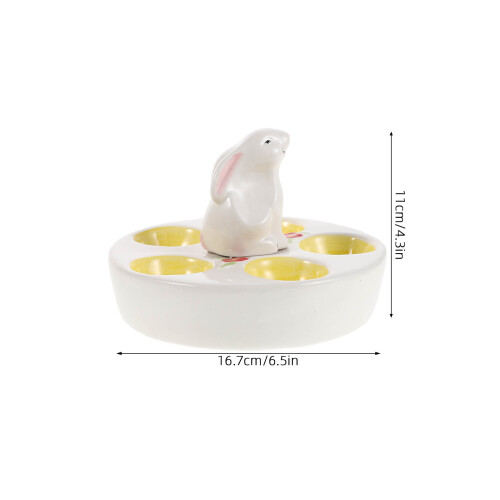 Ceramic Bunny Deviled Egg Platter Multi-Color Easter Egg Holder Tray 2