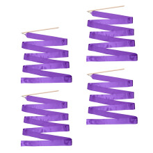 4Pièces Rubans Rythmiques De Danse Violet Matériau Satiné Bois