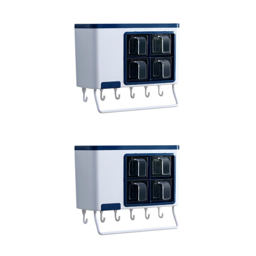 2Pcs Kitchen Wall Storage Rack Blue ABS Holder for Utensils 2