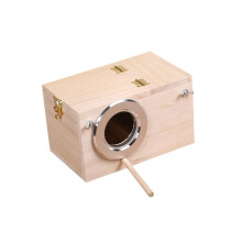 Wooden Bird House with Viewing Window, Natural Nesting Box for Finches and Small Songbirds