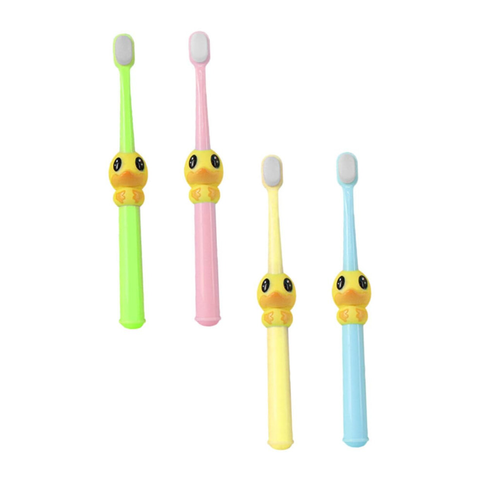 Kids Toothbrush 4 Pack with Soft Bristles and Cartoon Handle for Gentle Oral Care Toddler Use