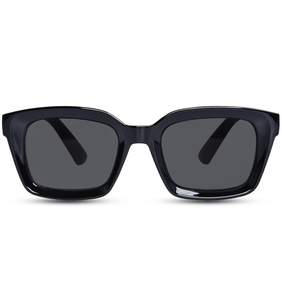 Reading Sunglasses for Women and Men Full Lens 2.5x UV400 Glare Reduction Black Frame