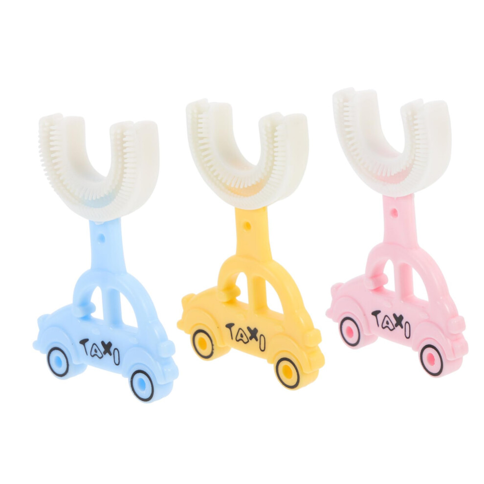 3pcs U Shaped Silicone Toothbrush for Kids with Gentle Bristles and Ergonomic Easy Grip