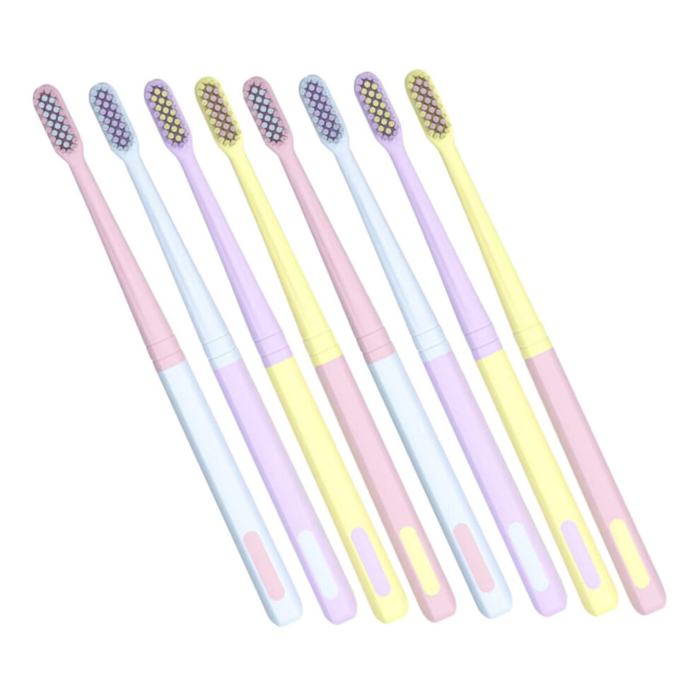 8PCS Soft Bristle Travel Toothbrush for Adults with Compact Head and Ergonomic Comfort Grip