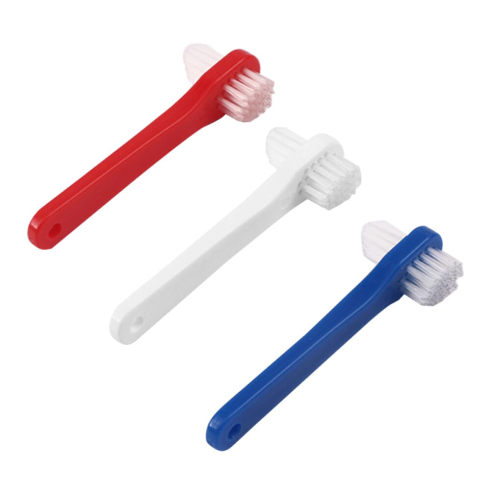 3pcs Double Headed Denture Toothbrush Soft Bristles Ergonomic Handle for Adult Denture Care