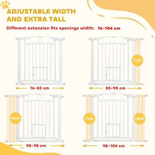 PawHut PawHut Stair Gate, 77cm Extra Tall Dog Gate with A 2