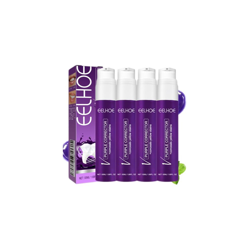 Purple 4Pcs Teeth Whitening Toothpaste With Gentle Whitening Formula And Mint Flavor