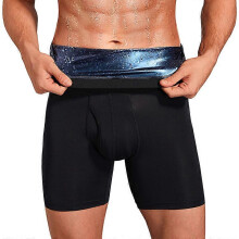 (As show, 4XL) Compression Sauna Sweat Shorts Men Slimming Tummy Control Corset Weight Loss Fat Burner Waist Trainer Body Shaper Pants